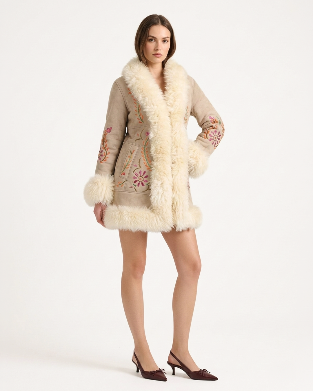 The Sahara Embroidered Boho Shearling Coat | Designed in London | 100% Artisan HandCrafted