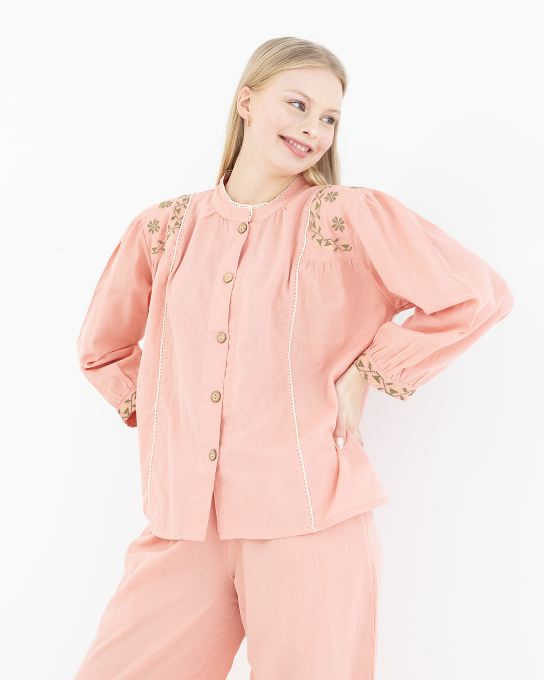 Seraphina Embroidered Cotton Pyjama Set