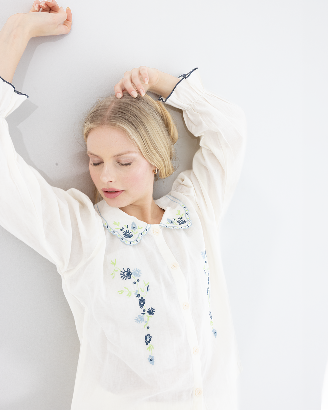 Lilia Embroidered Cotton Pyjama Set