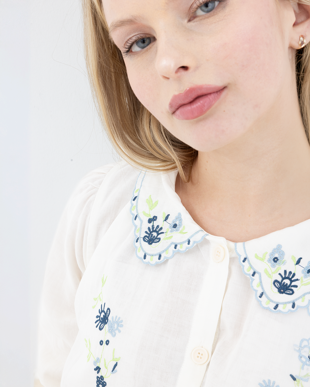 Lilia Embroidered Cotton Pyjama Set