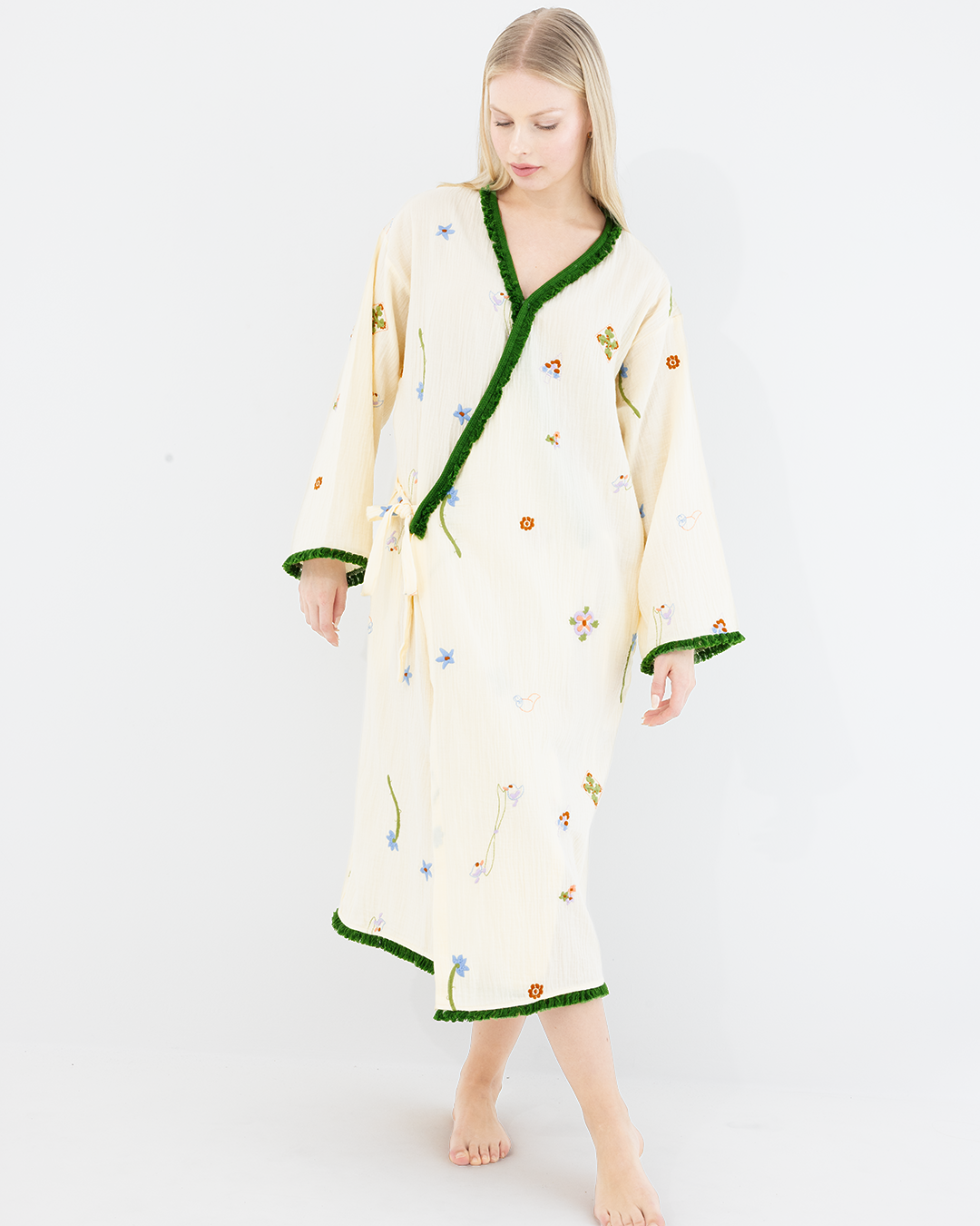 Serena Embroidered Cotton Robe