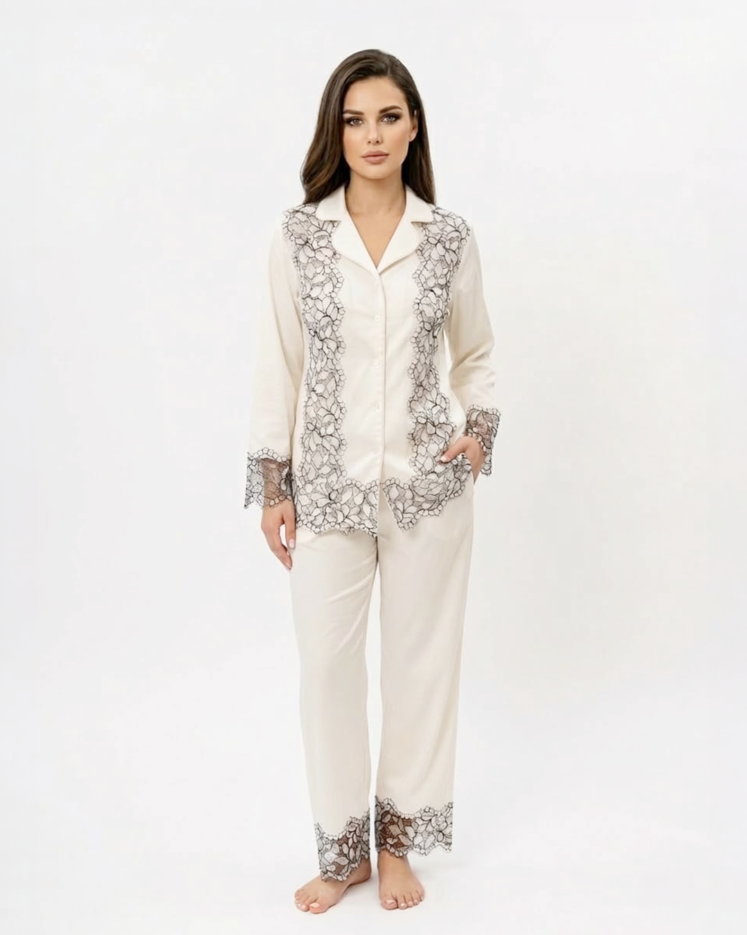 Bamboo Pyjama Set | Elegant Lace Trim Sleepwear | Azalea