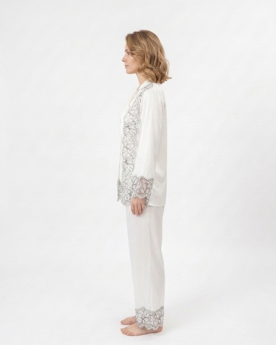 Bamboo Pyjama Set | Elegant Lace Trim Sleepwear | Azalea