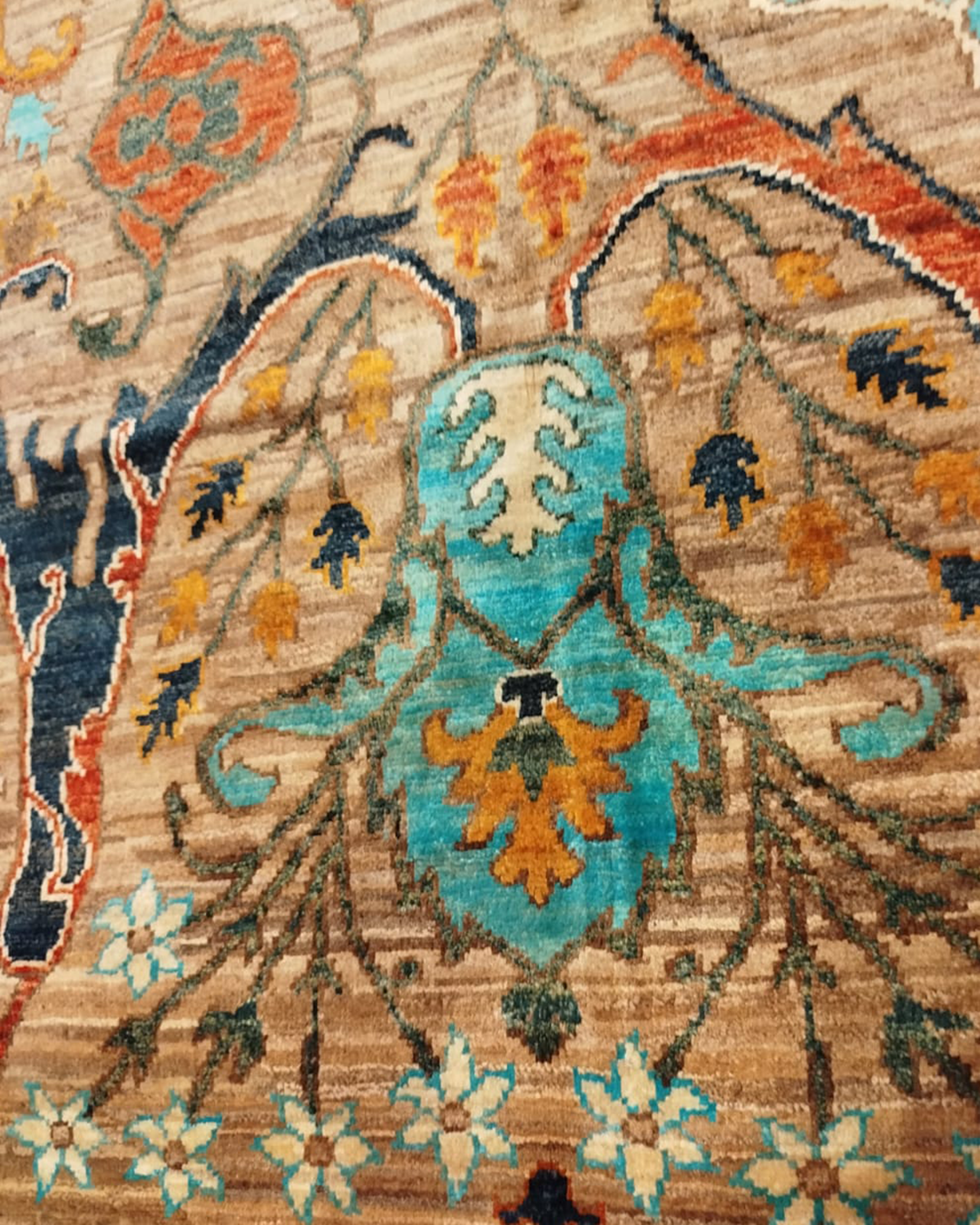 Karakul Botanical Taupe Hand-Knotted Wool Runner Rug - 81cm x 368cm