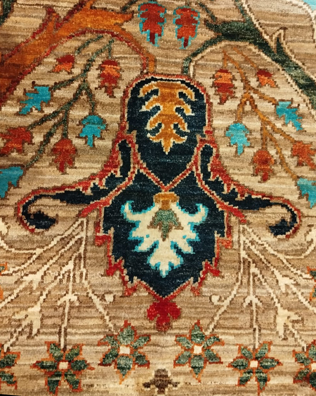 Karakul Botanical Taupe Hand-Knotted Wool Runner Rug - 81cm x 368cm