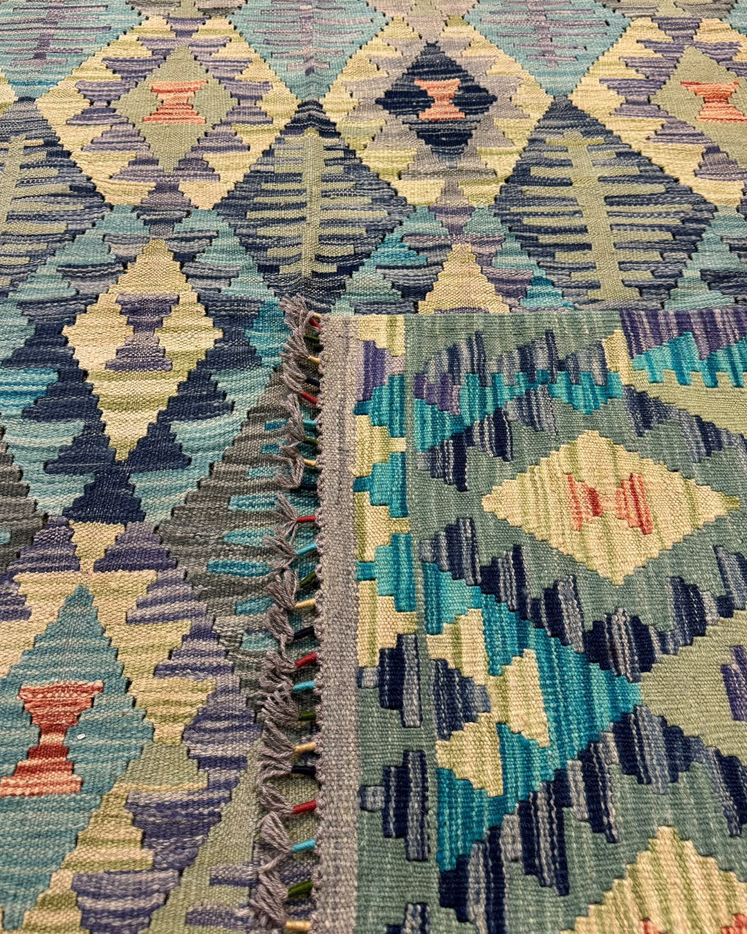 Mist Blue Sage Handwoven Kilim 204cm × 292cm