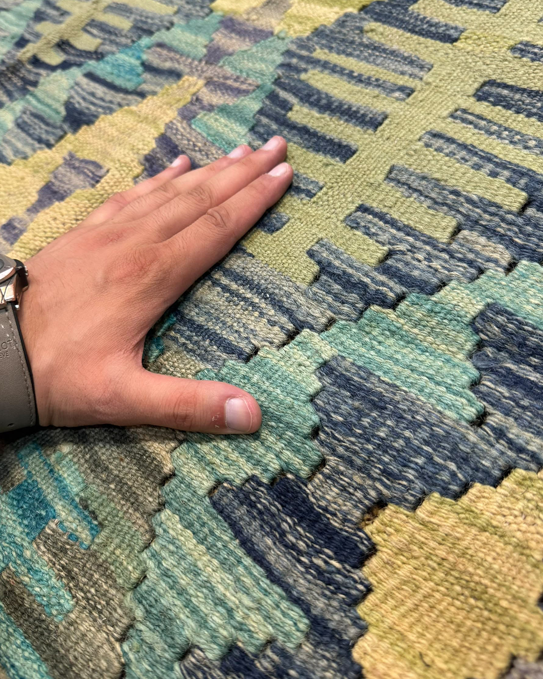 Mist Blue Sage Handwoven Kilim 204cm × 292cm