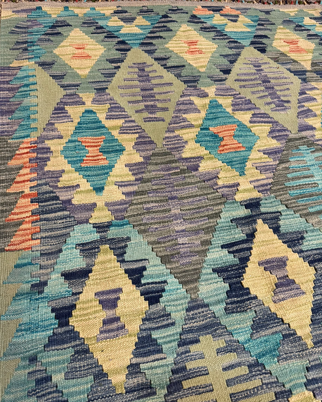 Mist Blue Sage Handwoven Kilim 204cm × 292cm