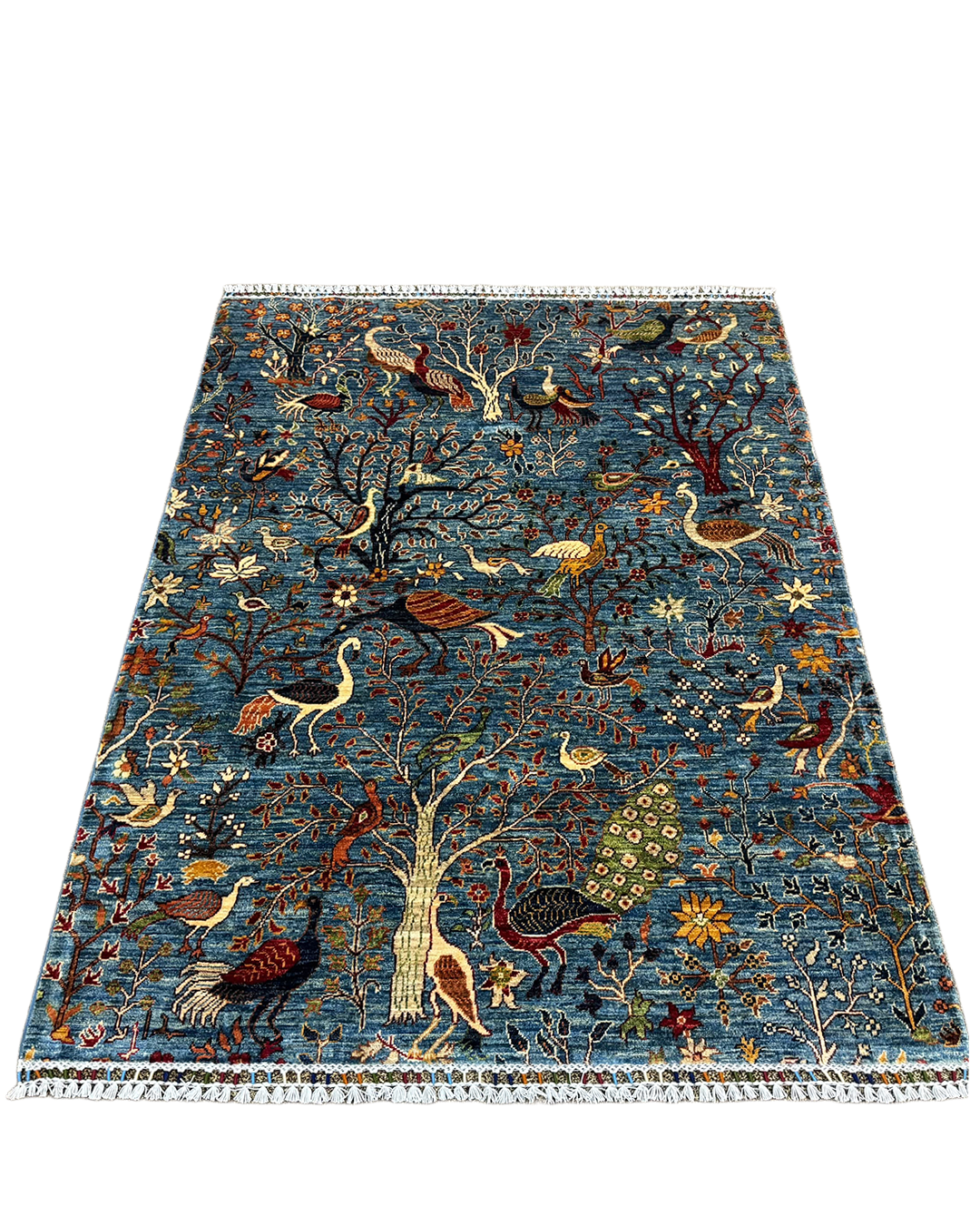 Karakul Enchanted Forest Teal Hand-Knotted Wool Rug - 155cm × 202cm