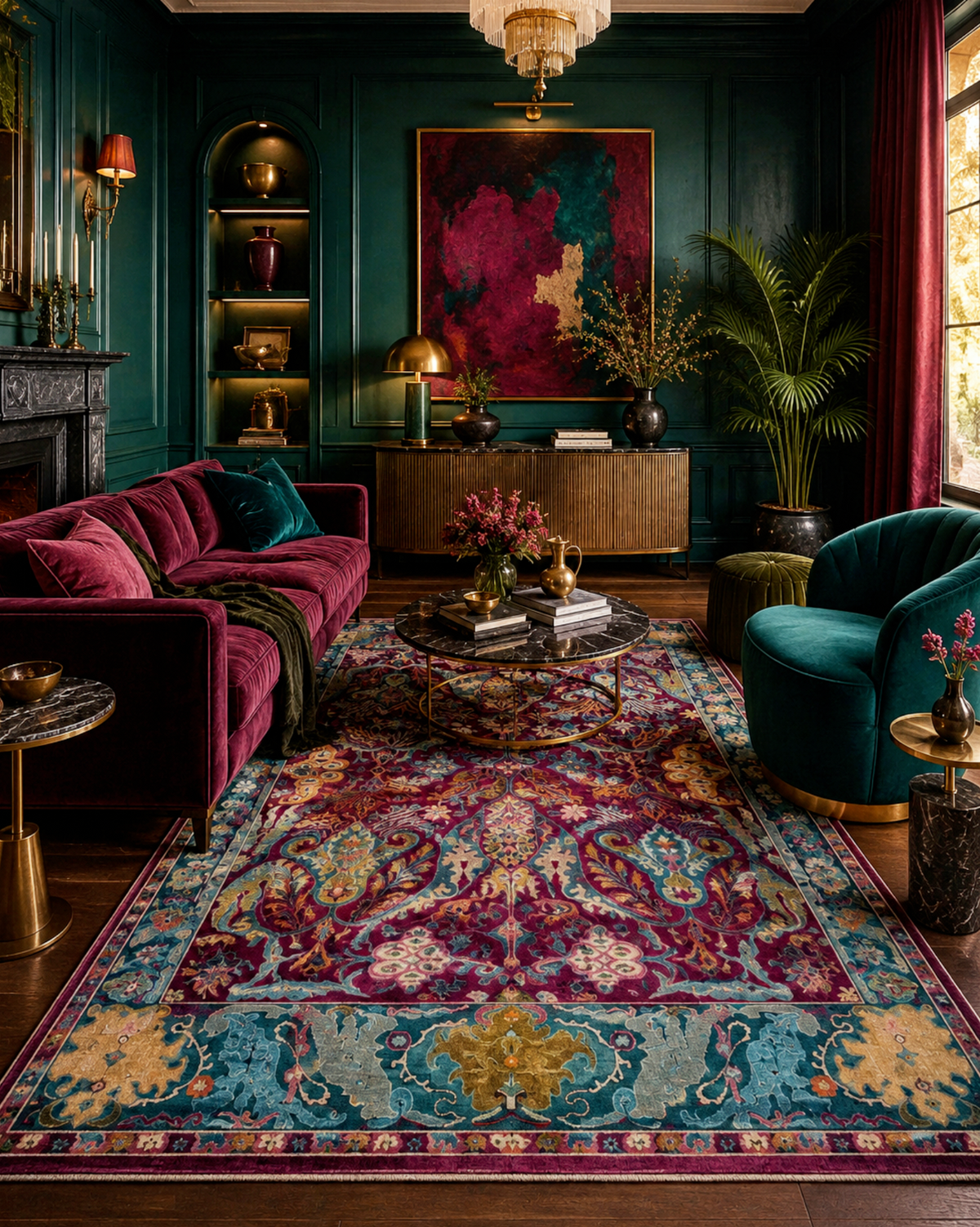 Karakul Jewel Plum & Magenta Hand-Knotted Rug - 188cm × 271cm