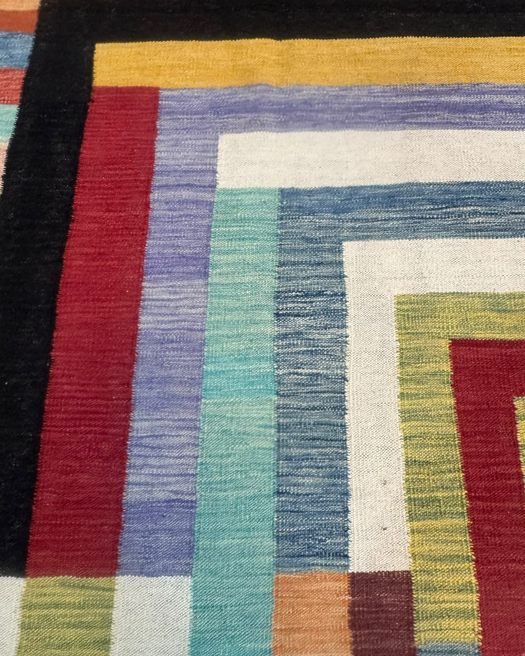 Handwoven Afghan Kilim — Multicolour Geometric Stripe - 298cm x 208cm