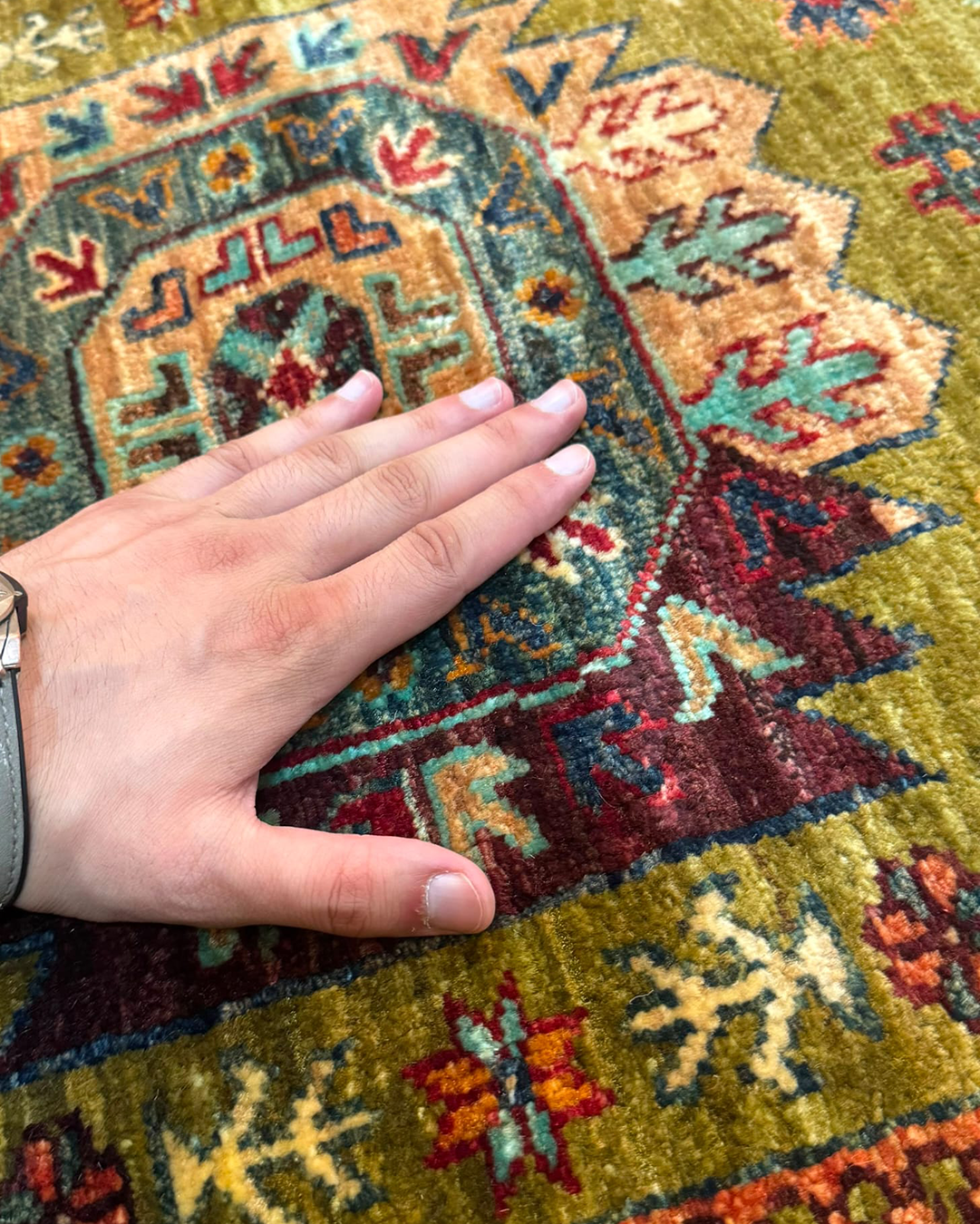 Karakul Heritage Olive Hand-Knotted Wool Runner Rug - 84cm × 268cm