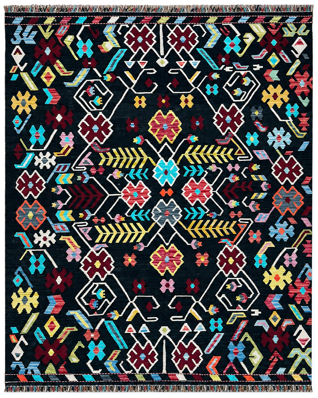Midnight Garden Multicolour Handwoven Kilim - 179cm x 248cm