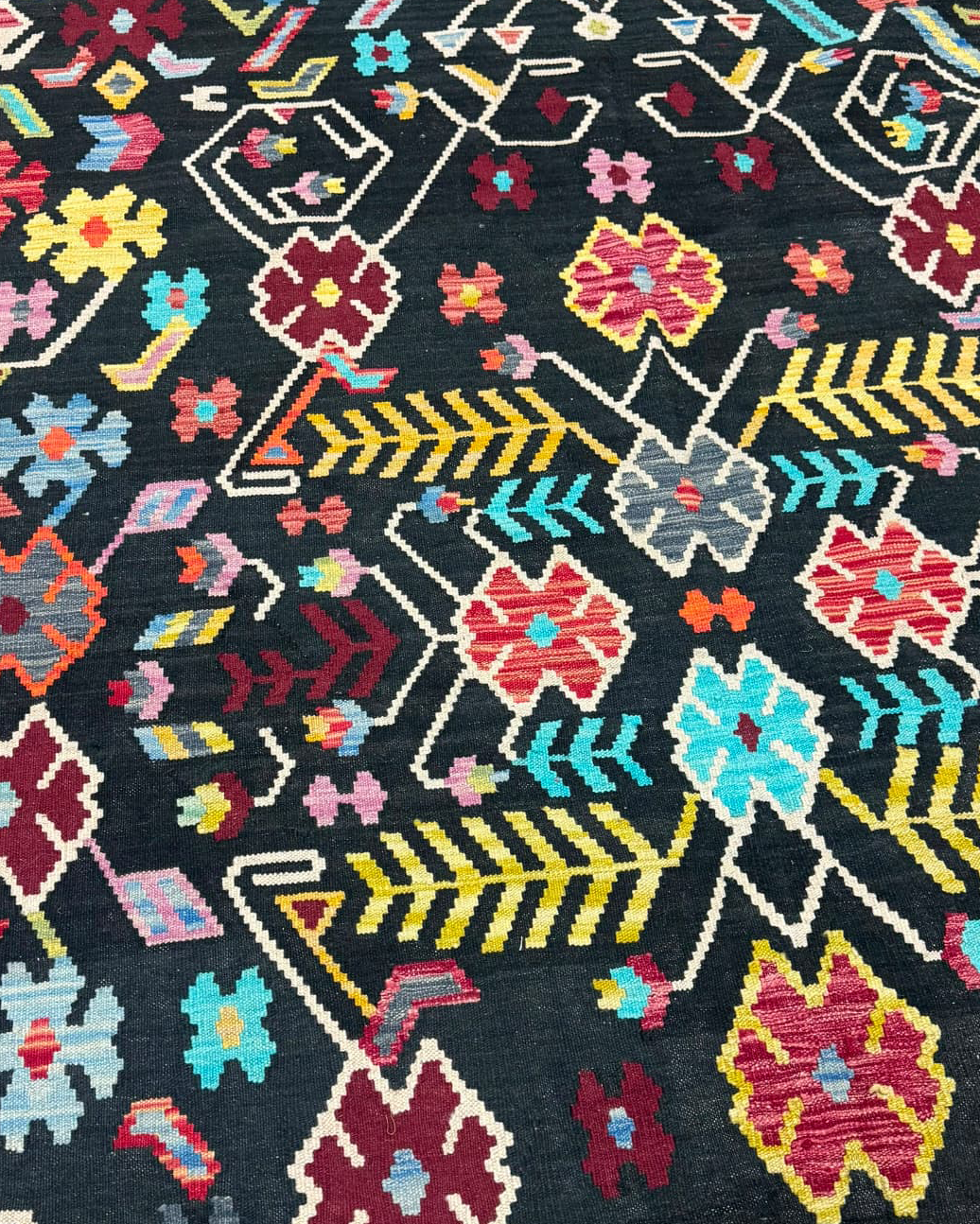Midnight Garden Multicolour Handwoven Kilim - 179cm x 248cm