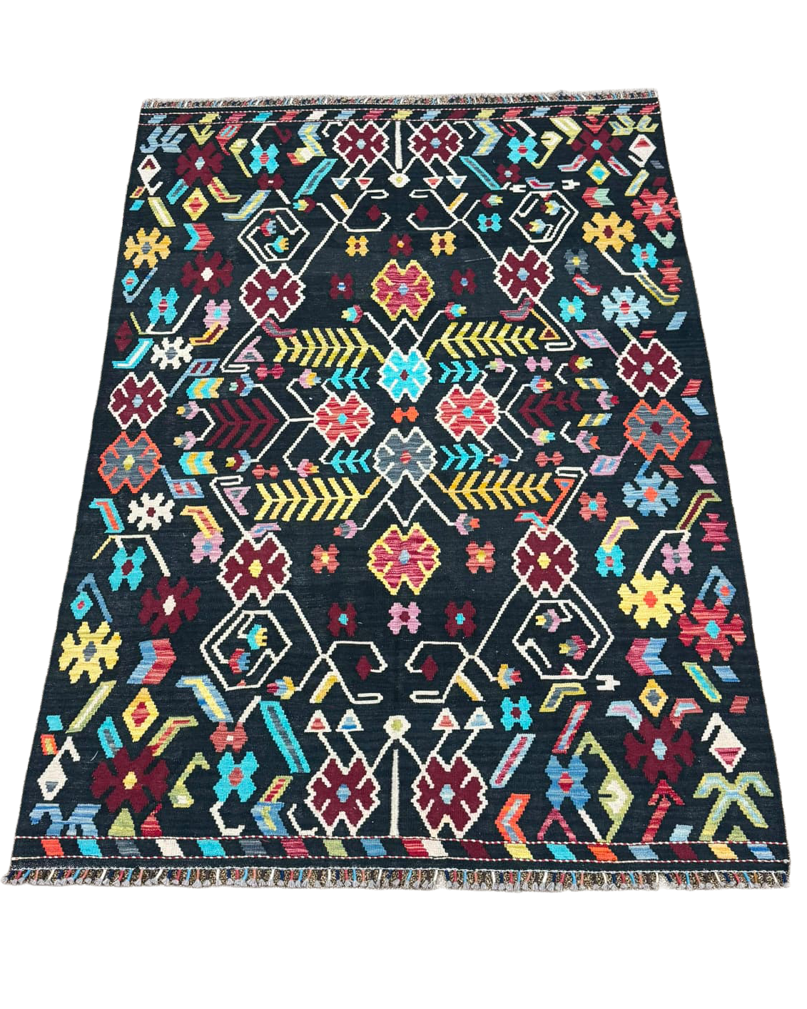 Midnight Garden Multicolour Handwoven Kilim - 179cm x 248cm