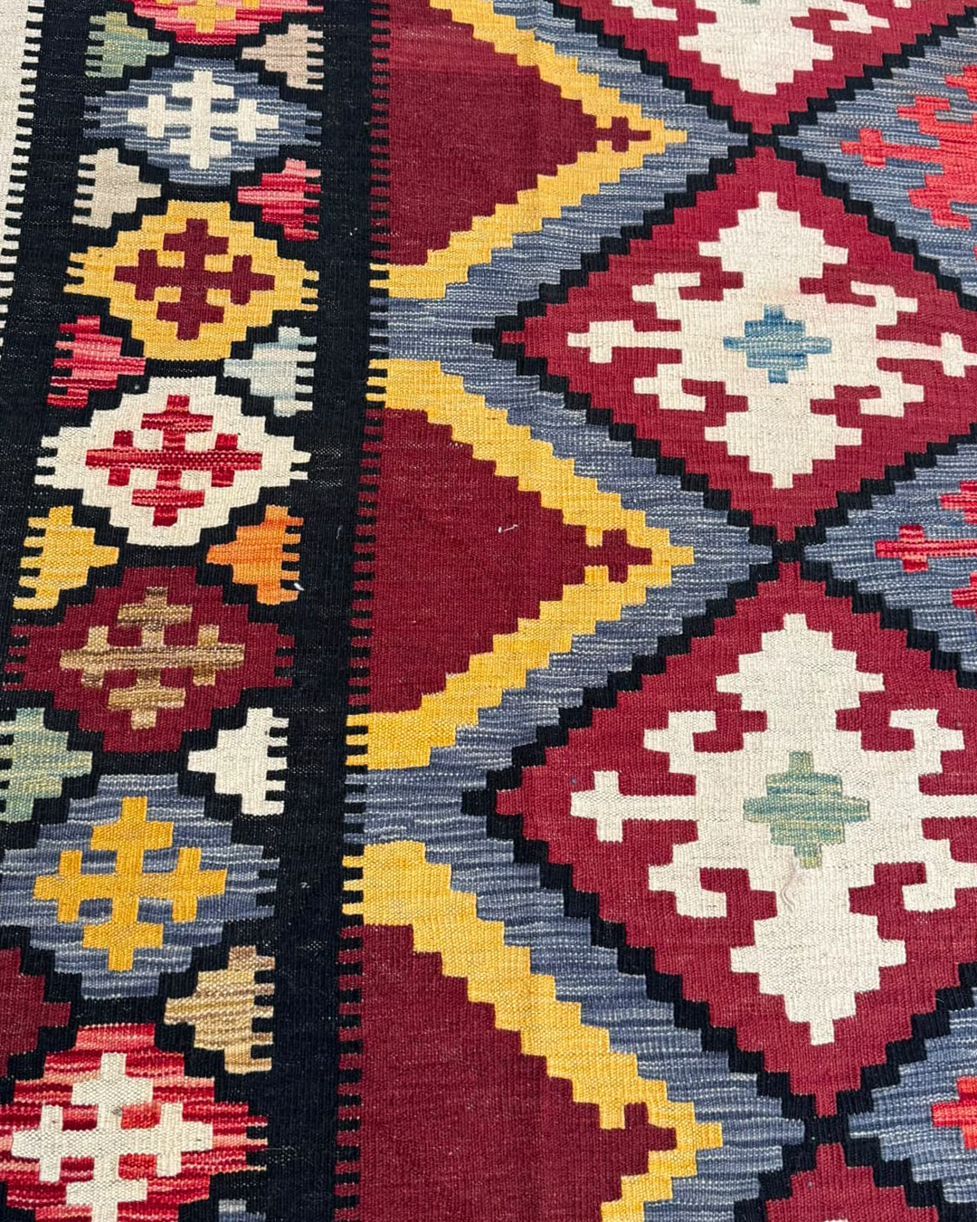 Ember Burgundy Handwoven Kilim - 206cm × 293cm