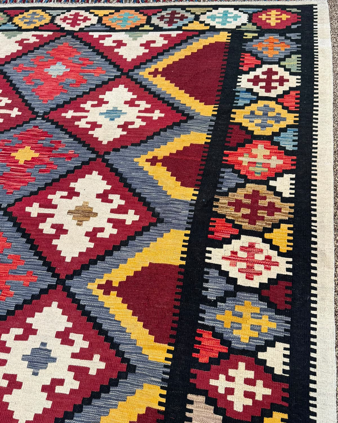 Ember Burgundy Handwoven Kilim - 206cm × 293cm