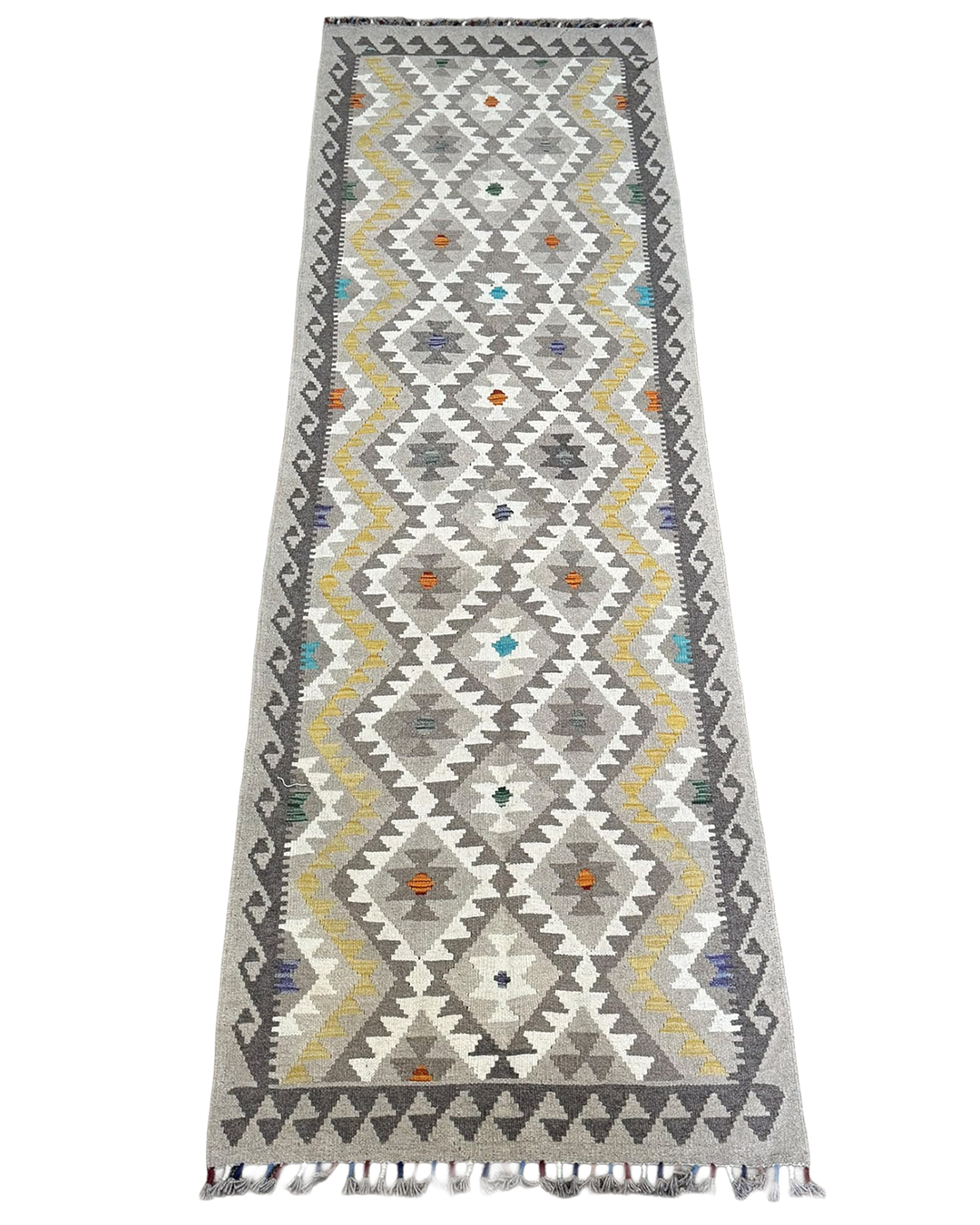Kilim Runner Natural Grey & Ivory - 85cm × 293cm