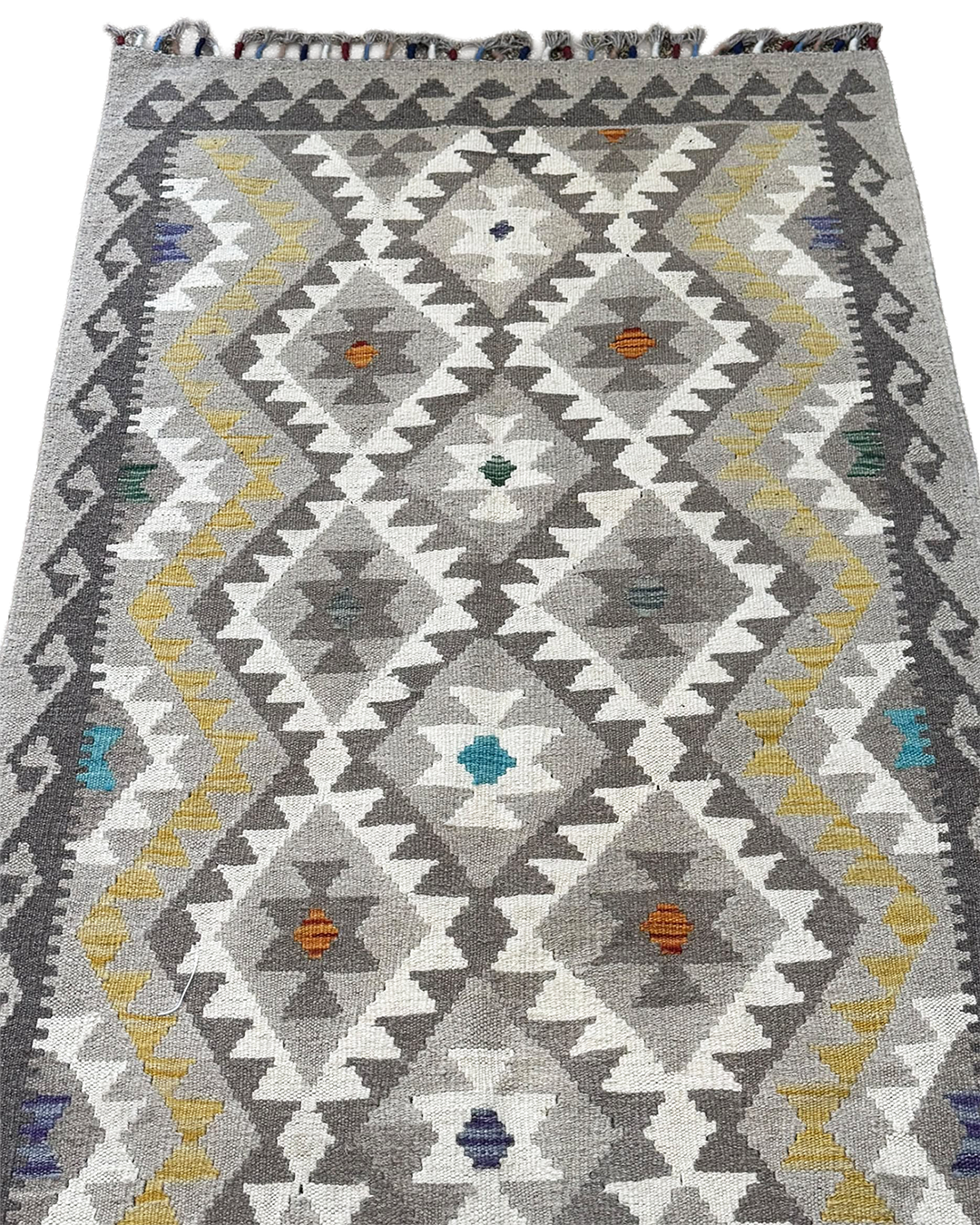 Kilim Runner Natural Grey & Ivory - 85cm × 293cm