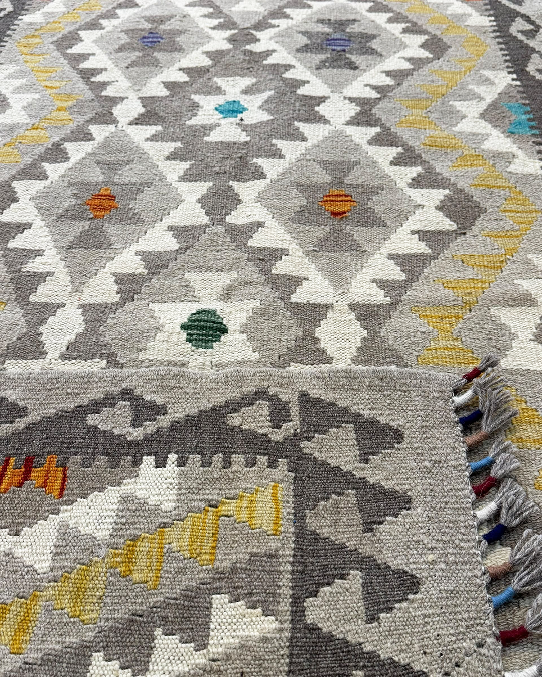 Kilim Runner Natural Grey & Ivory - 85cm × 293cm