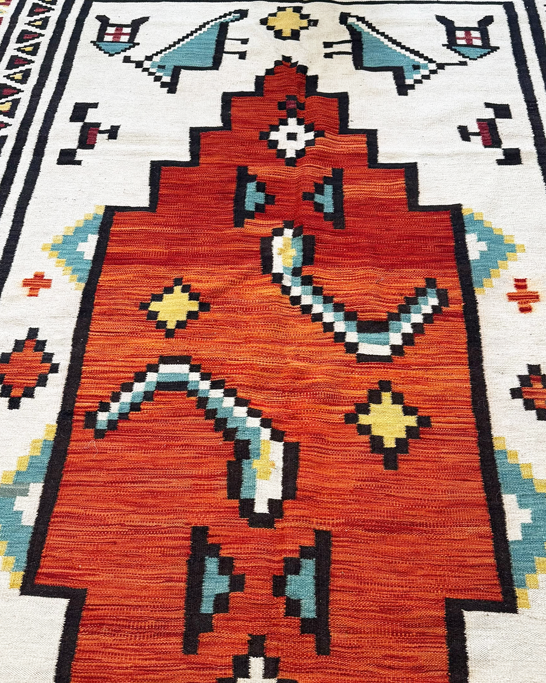 Anatolian Good Fortune Creamy Ivory Kilim - 302cm × 203cm