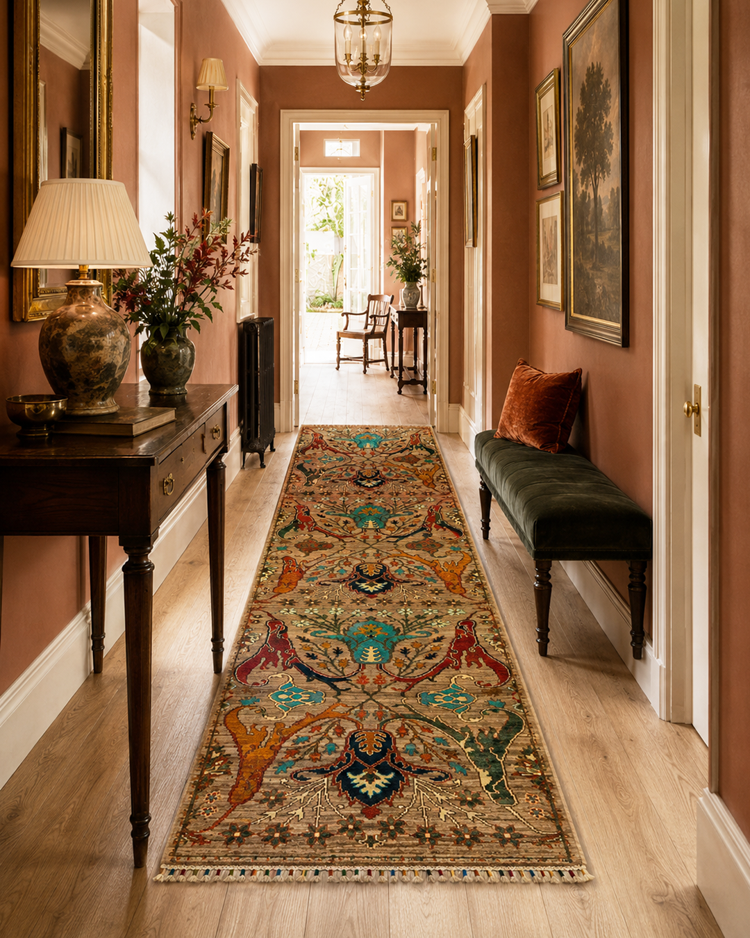 Karakul Botanical Taupe Hand-Knotted Wool Runner Rug - 81cm x 368cm