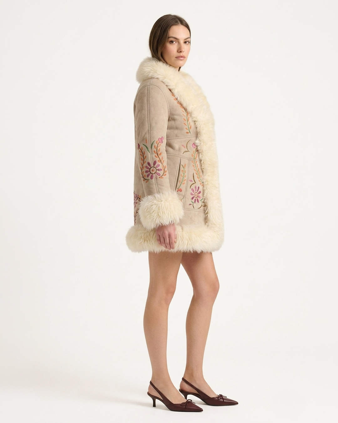 The Sahara Embroidered Boho Shearling Coat | Designed in London | 100% Artisan HandCrafted