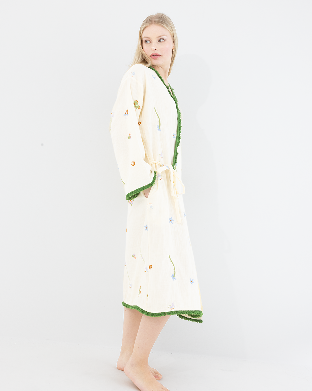 Serena Embroidered Cotton Robe