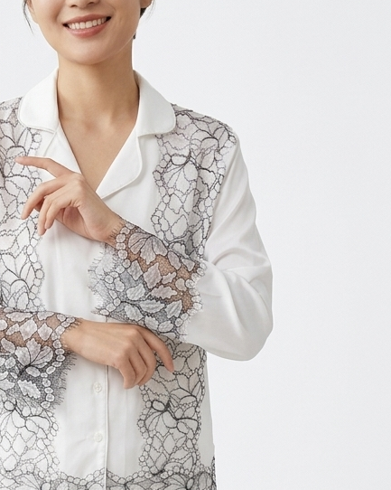 Bamboo Pyjama Set | Elegant Lace Trim Sleepwear  | Azalea