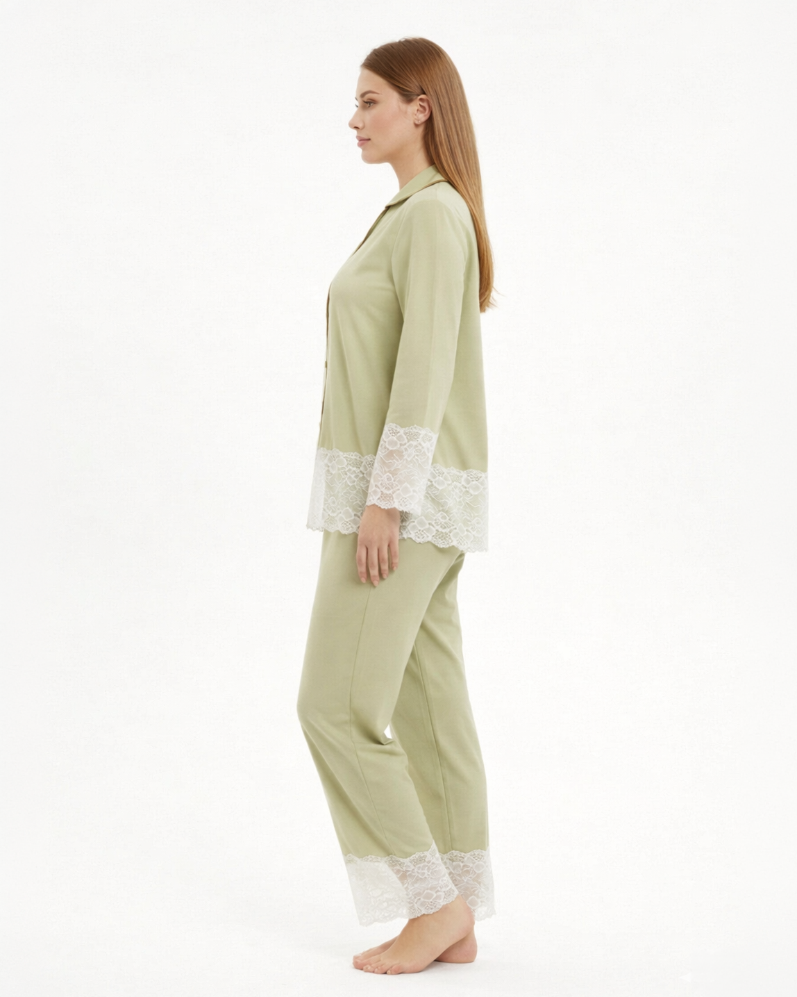 Bamboo Pyjama Set | Soft Touch Lace Sleepwear | Gardenia