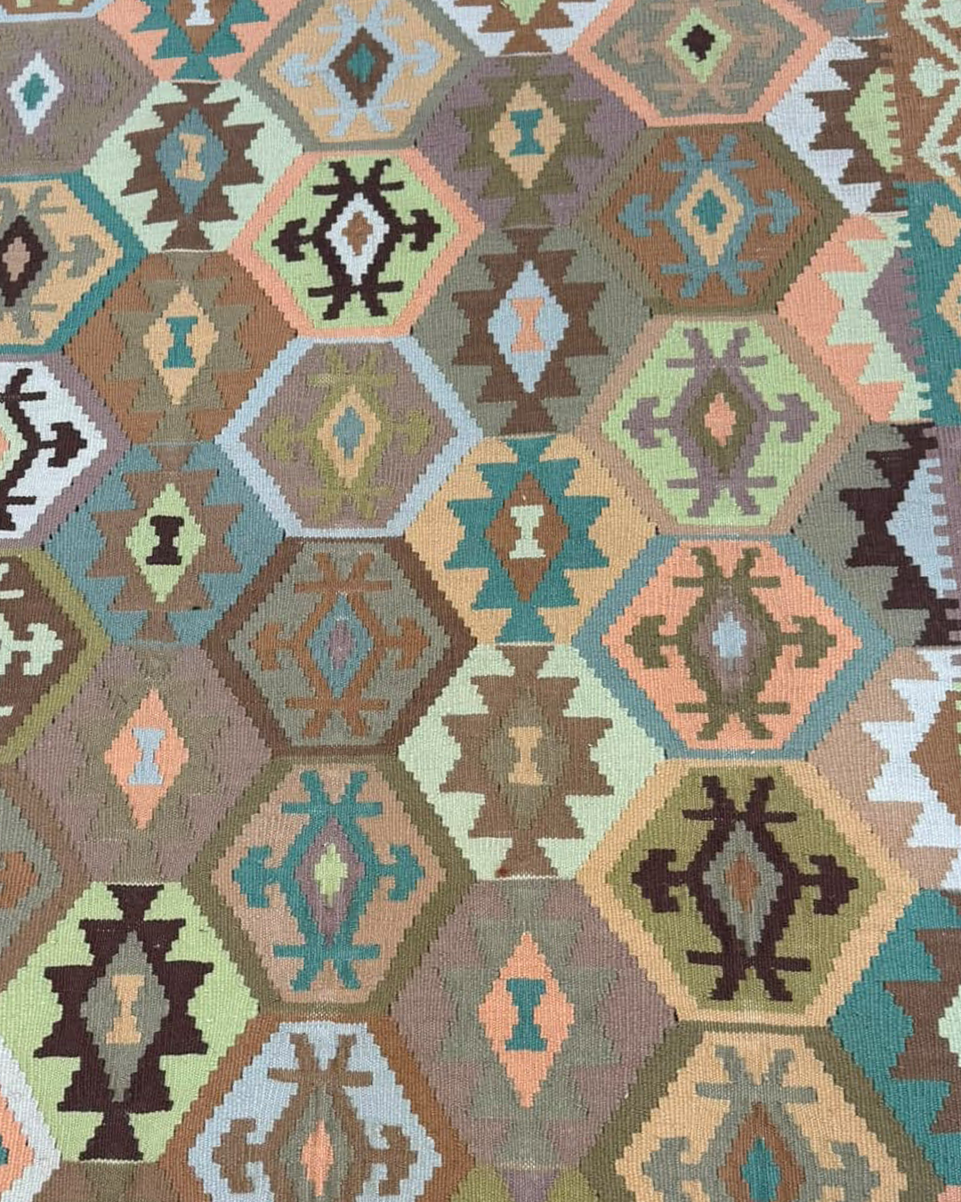 Sage Mosaic Nude Handwoven Kilim - 196cm x 300cm