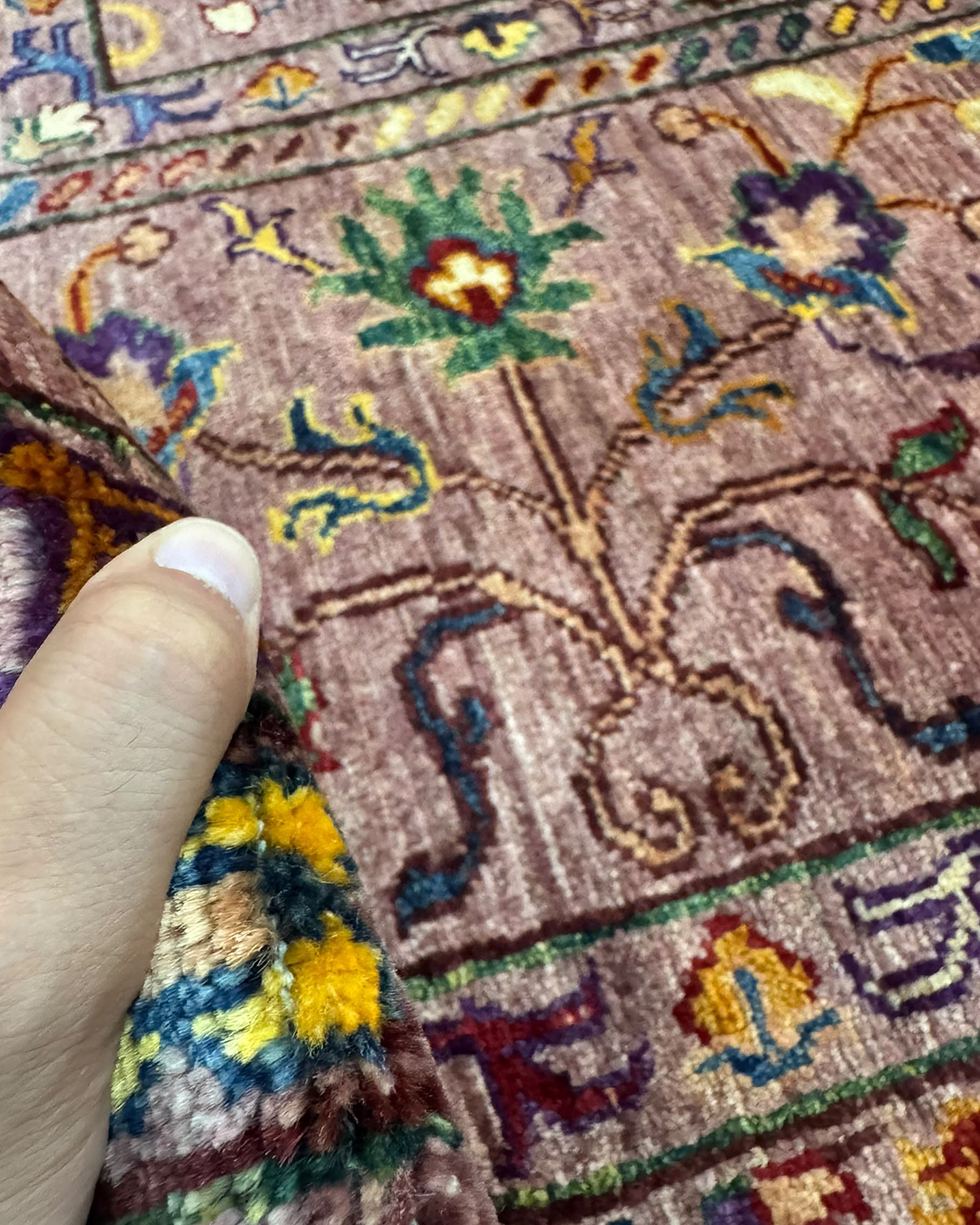 Karakul Botanical Rose Hand-Knotted Rug - 189cm × 260cm