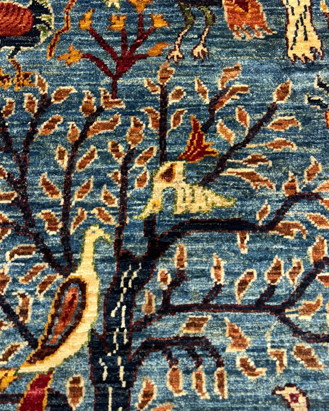 Karakul Enchanted Forest Teal Hand-Knotted Wool Rug - 155cm × 202cm