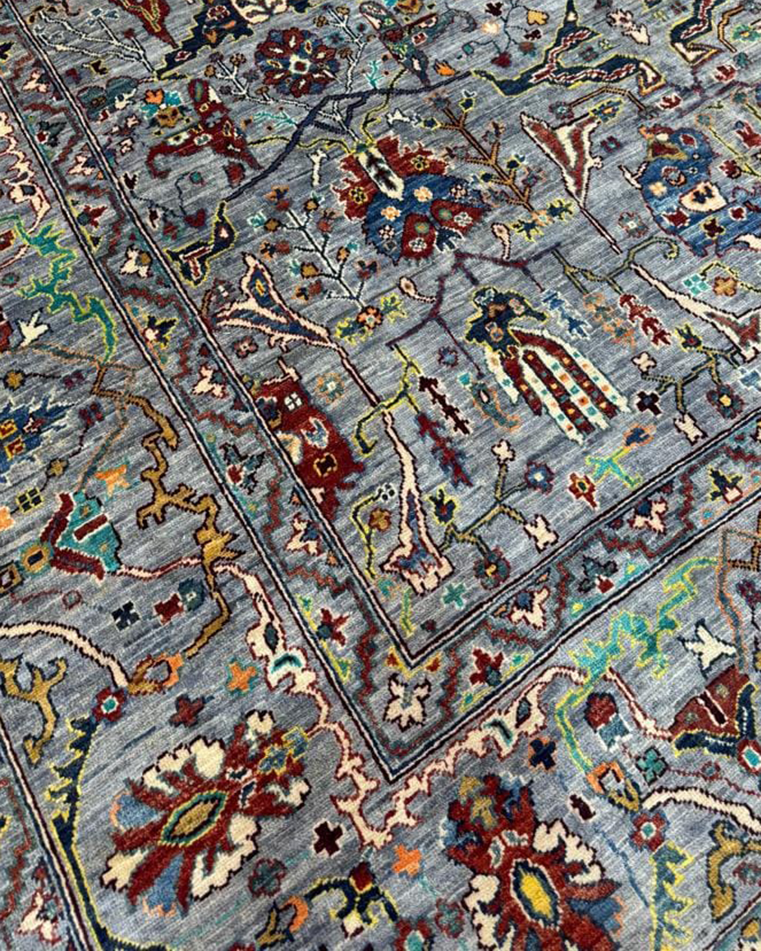 Karakul Mist Slate Blue Hand-Knotted Wool Area Rug - 350cm × 271cm