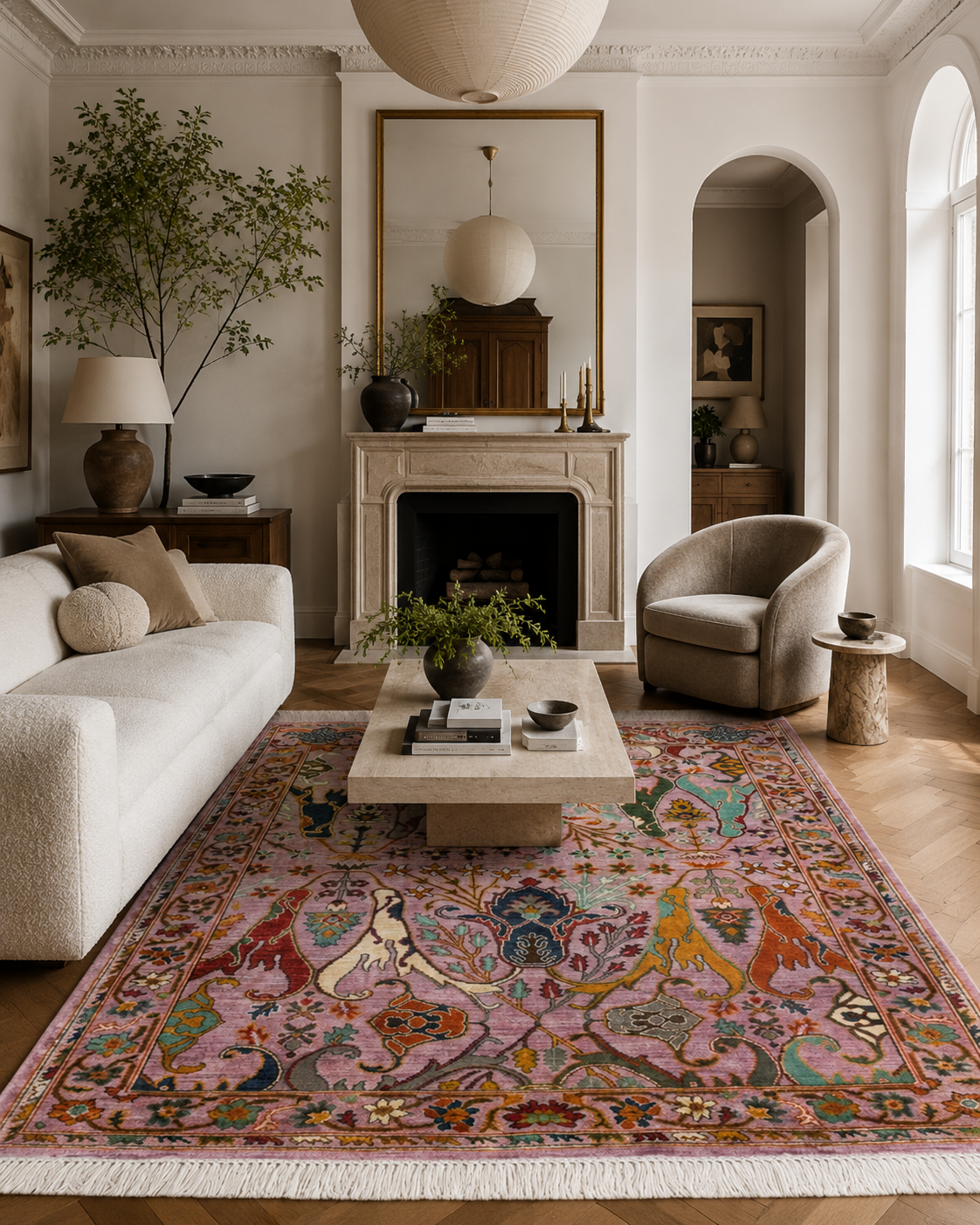 Karakul Botanical Rose Hand-Knotted Rug - 189cm × 260cm