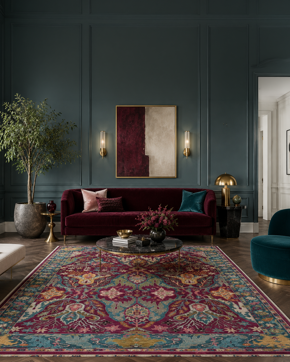 Karakul Jewel Plum & Magenta Hand-Knotted Rug - 188cm × 271cm