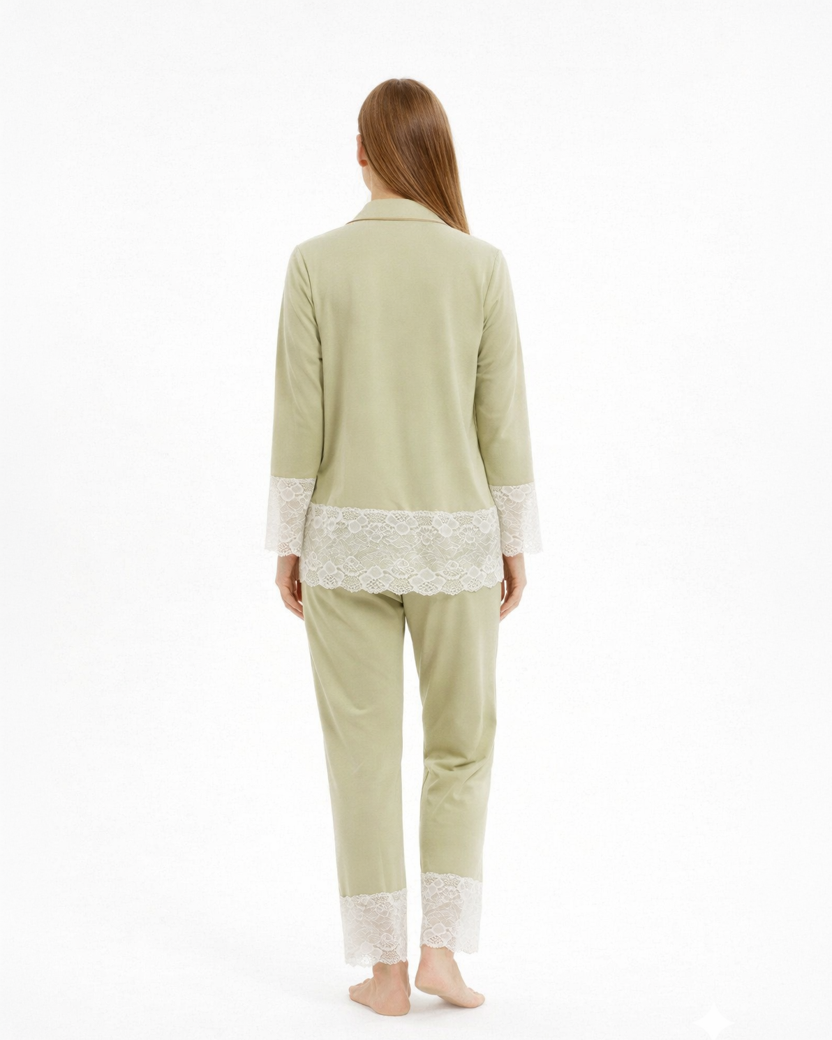 Bamboo Pyjama Set | Soft Touch Lace Sleepwear | Gardenia