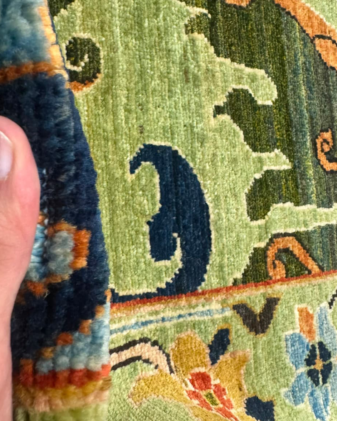 Karakul Meadow Sage Green Hand-Knotted Rug - 300cm × 250cm