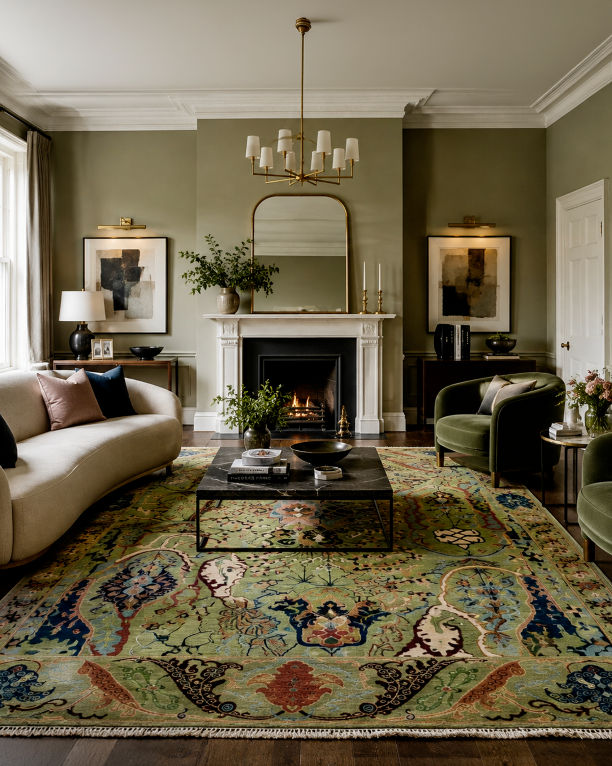 Karakul Meadow Sage Green Hand-Knotted Rug - 300cm × 250cm