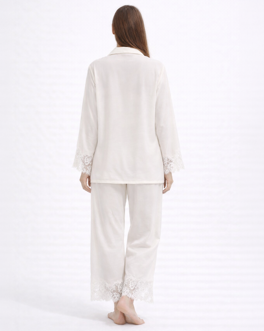 Silky Chiffon Pyjama Set Women – Lace Trim Sleepwear – Jasmin