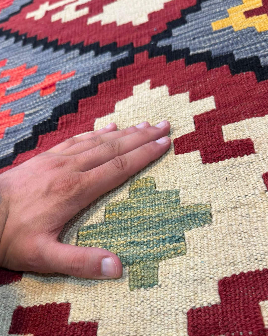 Ember Burgundy Handwoven Kilim - 206cm × 293cm