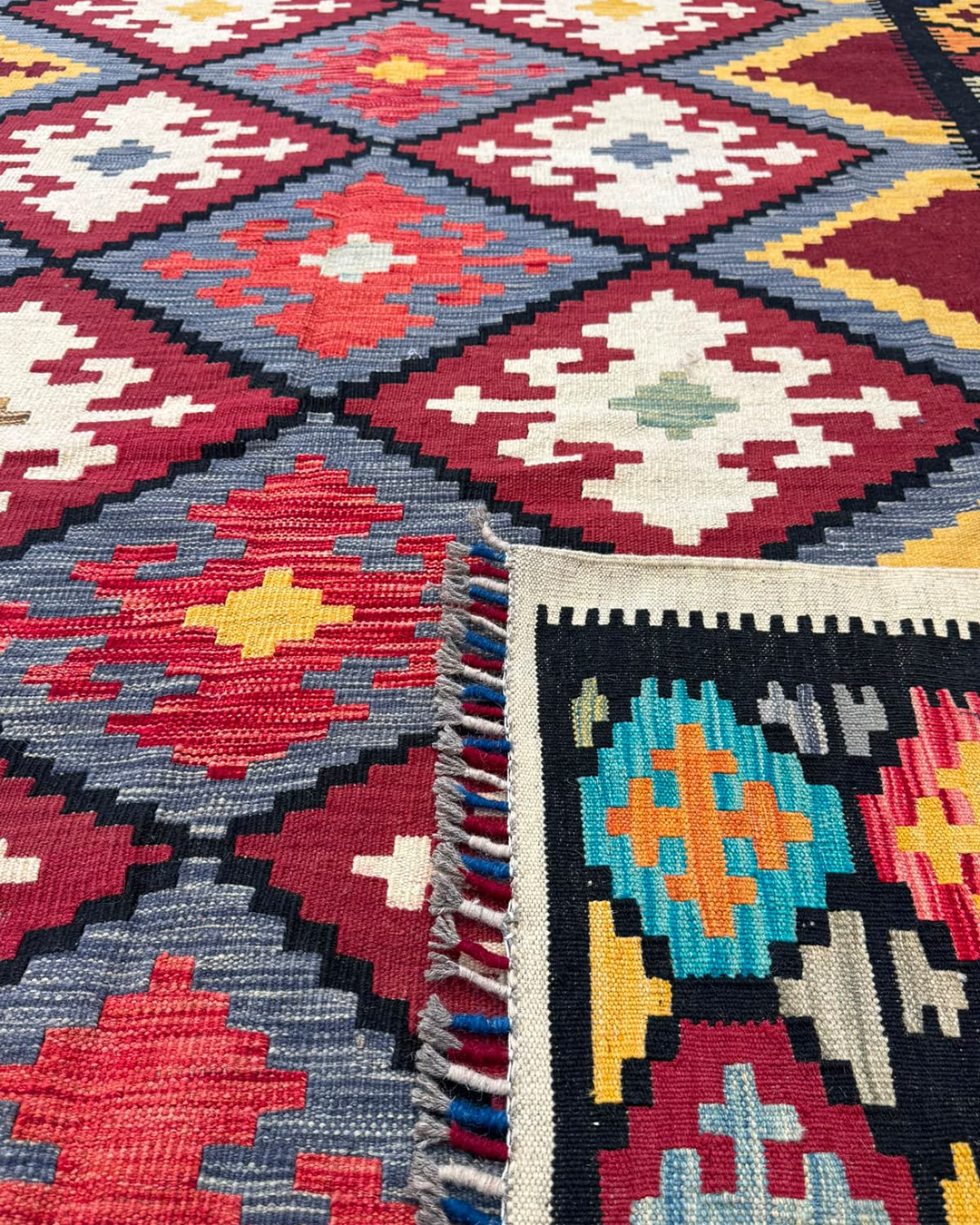 Ember Burgundy Handwoven Kilim - 206cm × 293cm