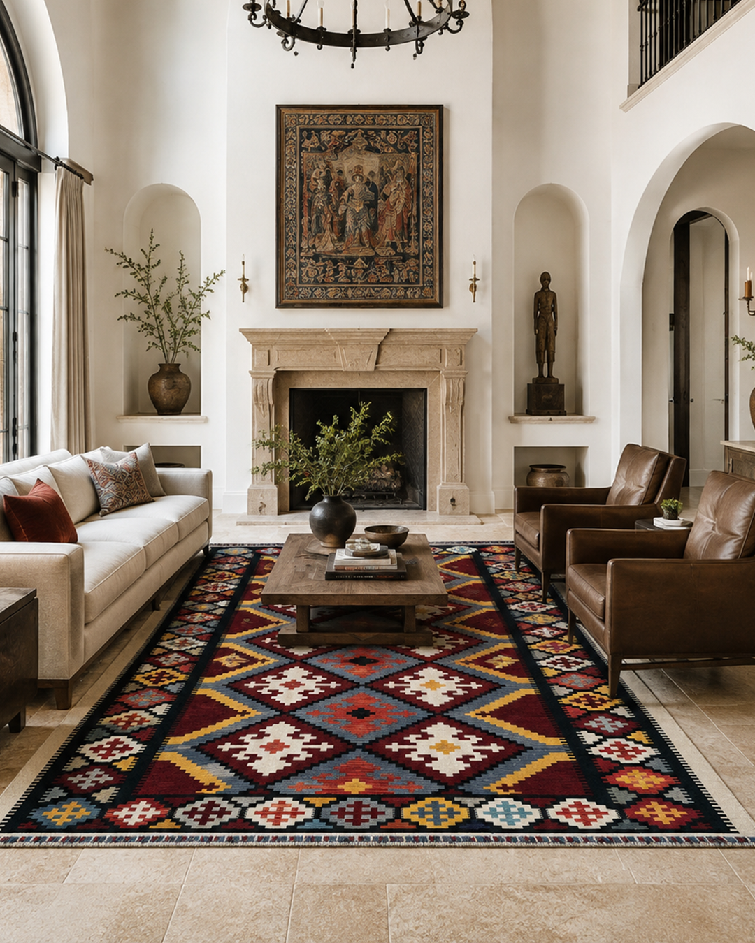 Ember Burgundy Handwoven Kilim - 206cm × 293cm