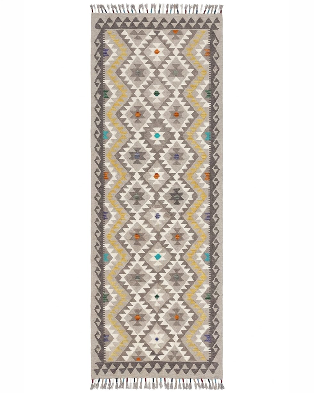 Kilim Runner Natural Grey & Ivory - 85cm × 293cm