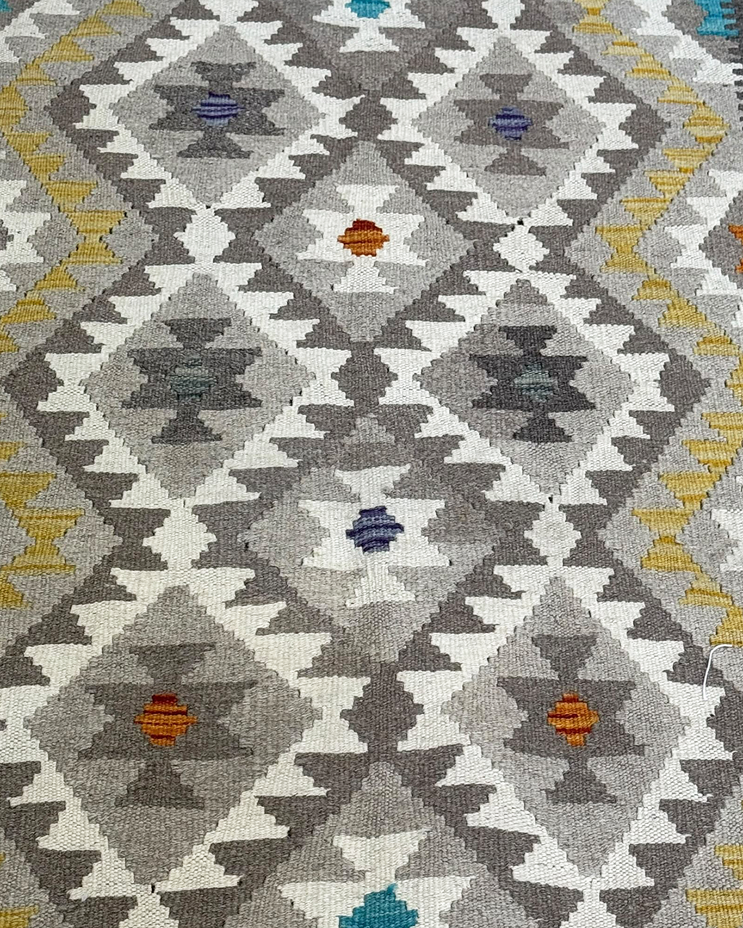 Kilim Runner Natural Grey & Ivory - 85cm × 293cm