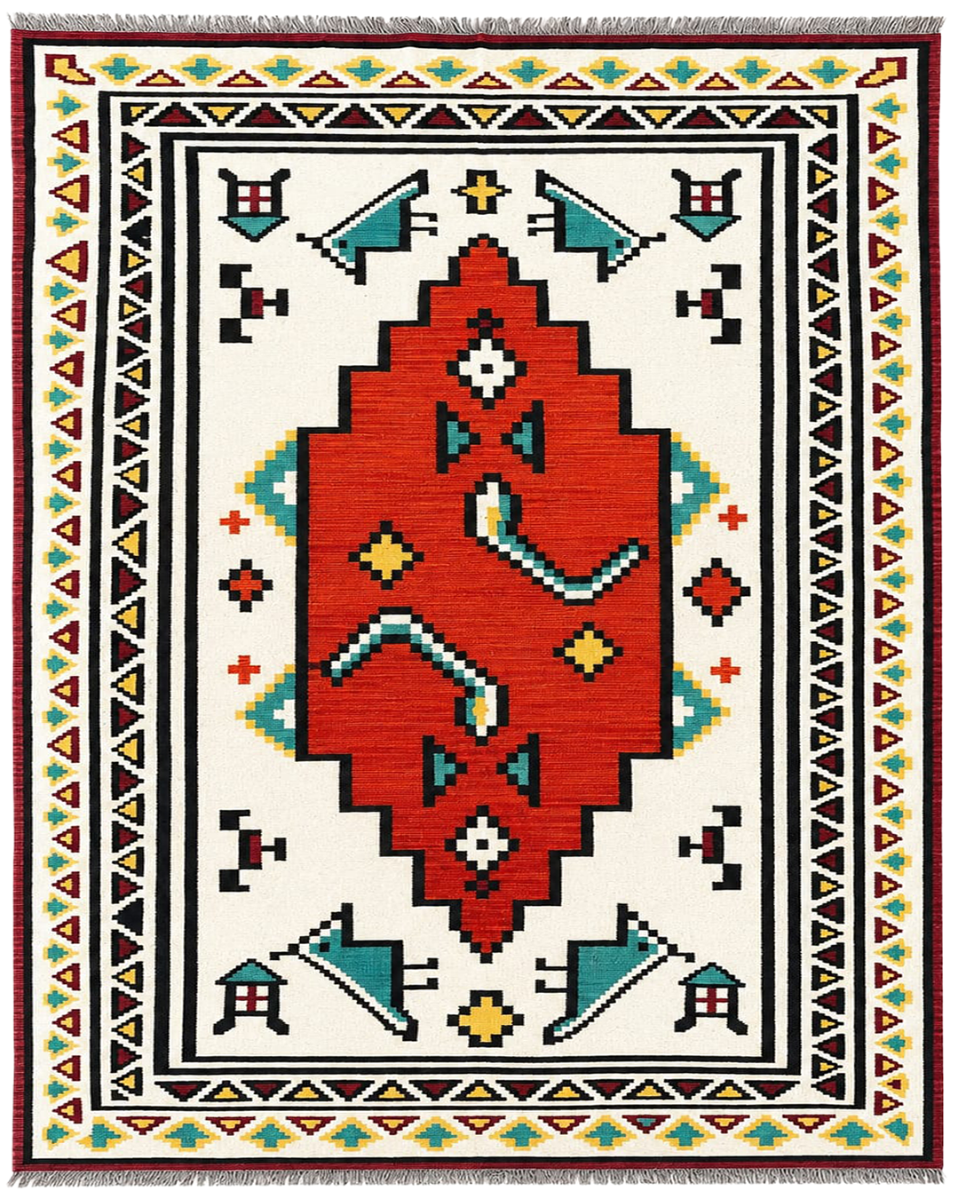 Anatolian Good Fortune Creamy Ivory Kilim - 302cm × 203cm