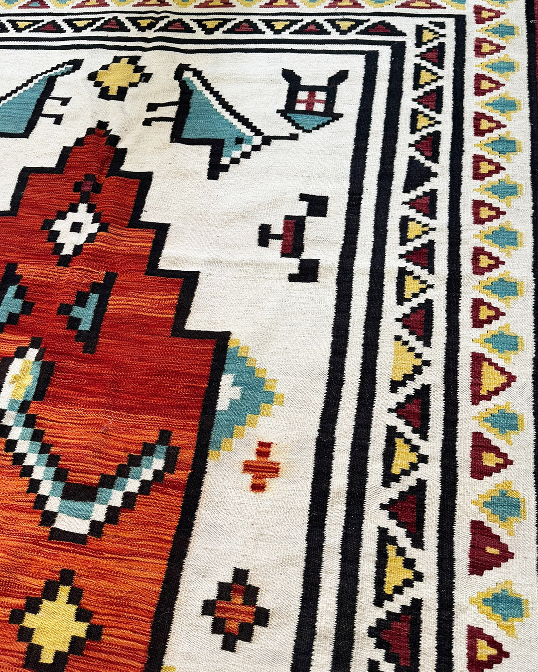 Anatolian Good Fortune Creamy Ivory Kilim - 302cm × 203cm