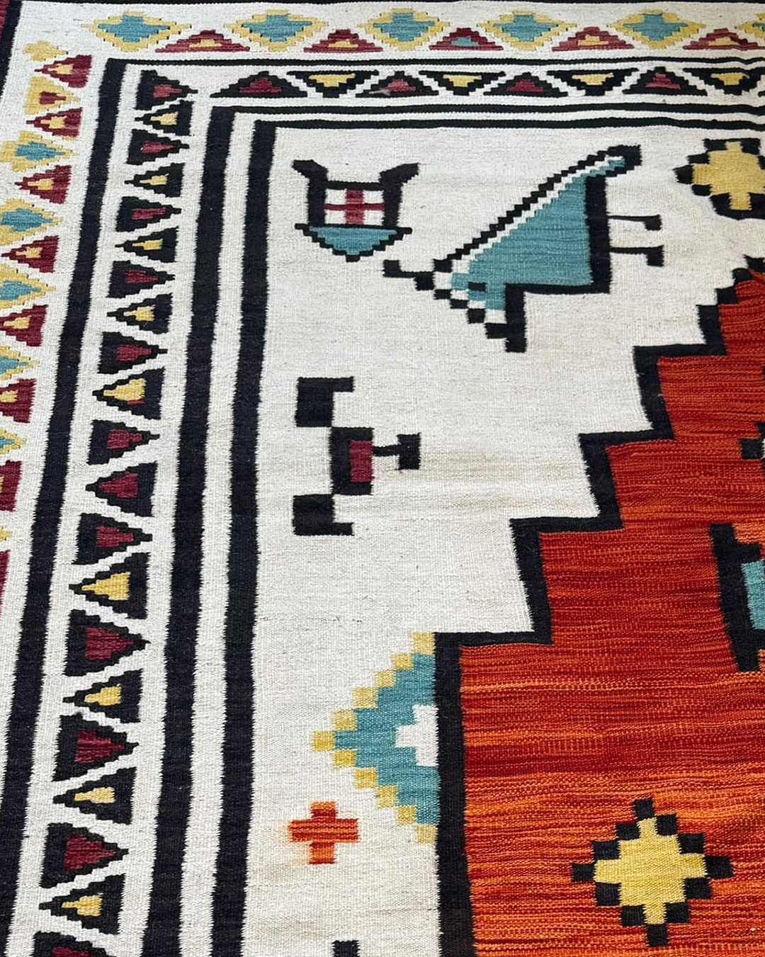 Anatolian Good Fortune Creamy Ivory Kilim - 302cm × 203cm
