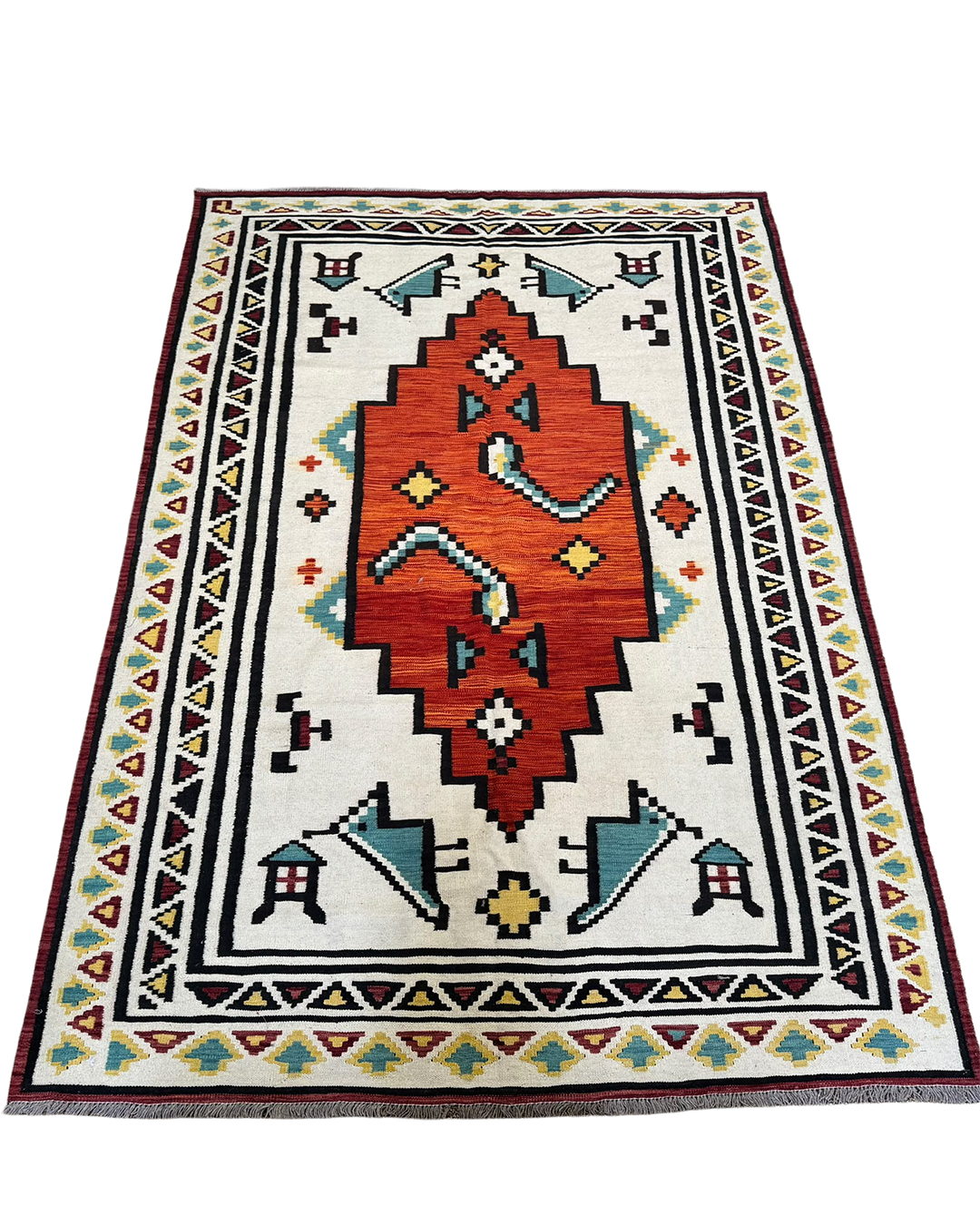 Anatolian Good Fortune Creamy Ivory Kilim - 302cm × 203cm
